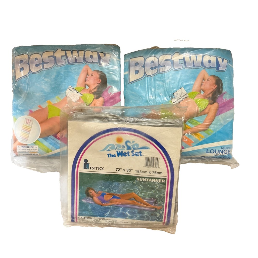Vtg Bestway Deluxe Lounge with Pillow (2) + Intex Wet Set Suntanner Pool Float